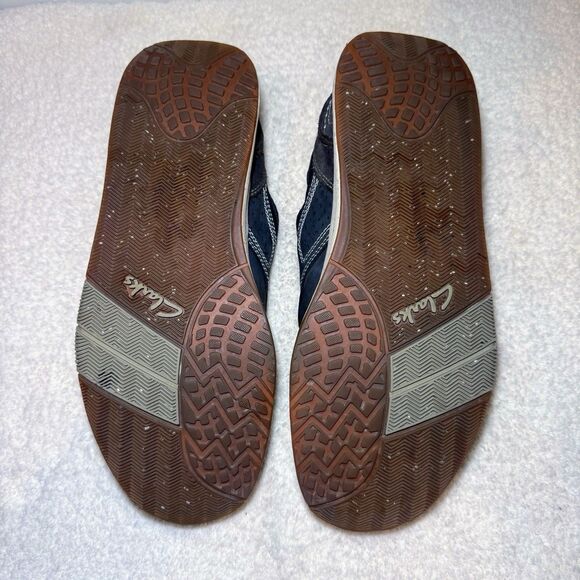 Clarks Gray Leather Casual Shoes Men's 11.5W - Picture 8 of 9